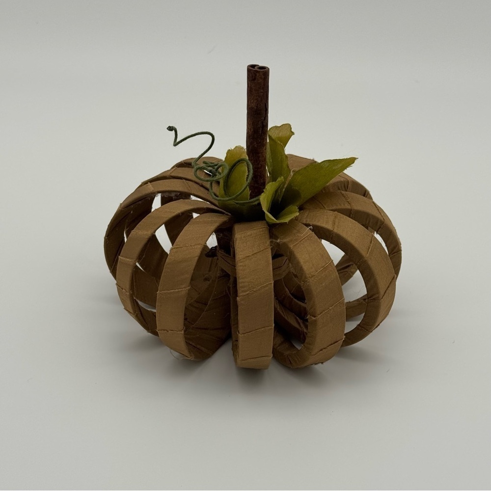 Satin Wrapped Pumpkin Decor Fall Decorations Autumn Halloween Brown Beige New - Picture 4 of 8